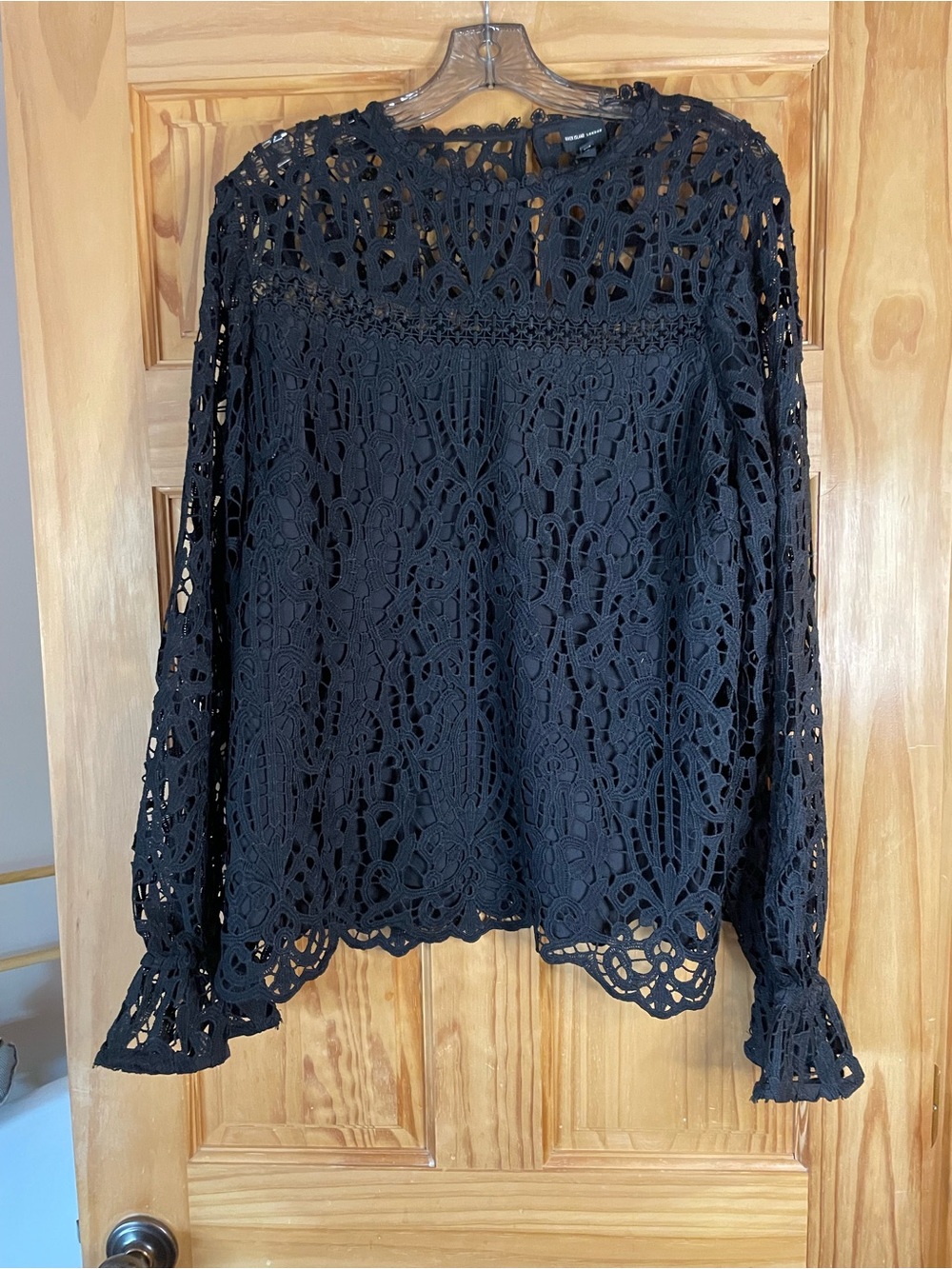River Island Black Crochet Lace Long Sleeve Blouse